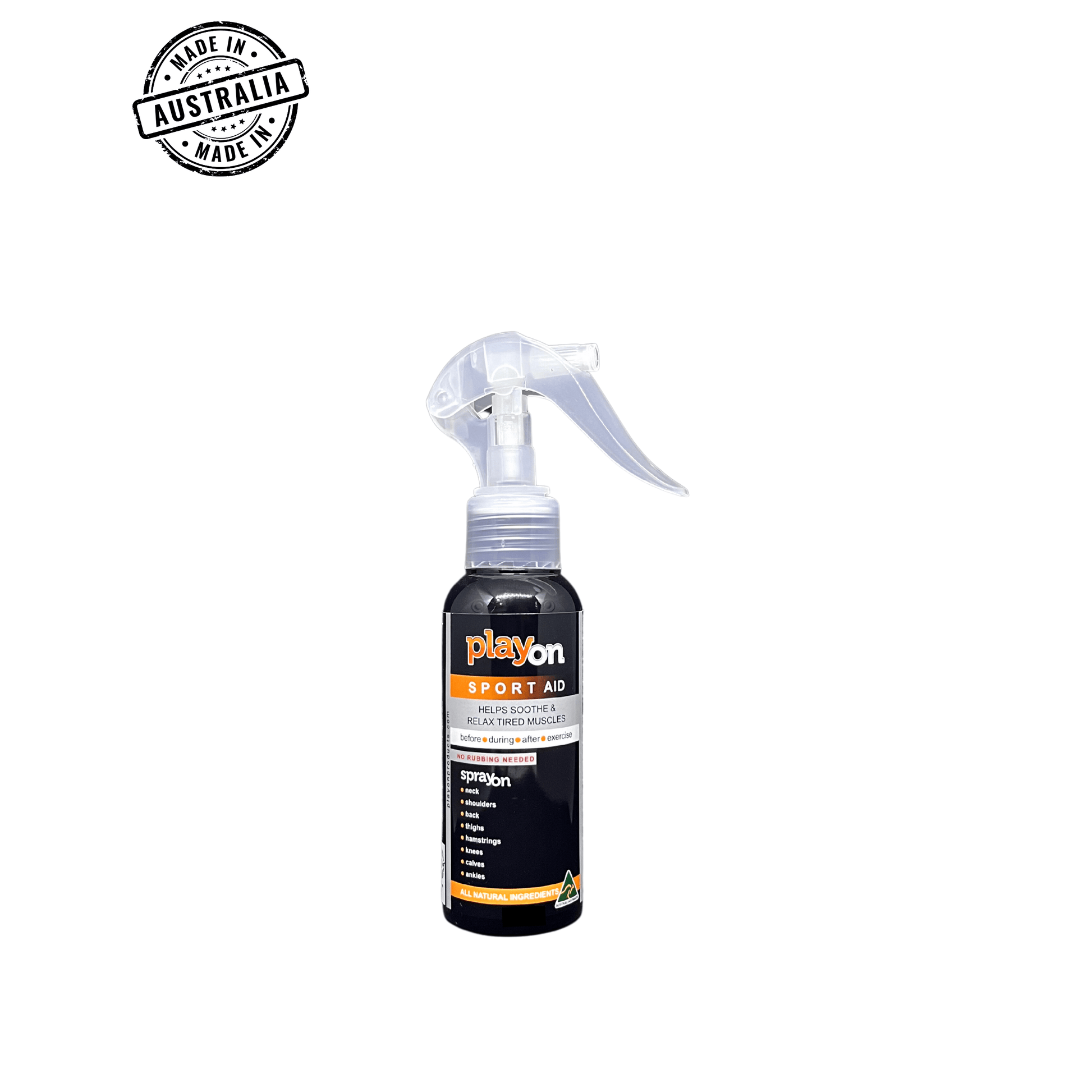 PlayOn Sport Aid Spray bottle with cooling herbal formula for active use