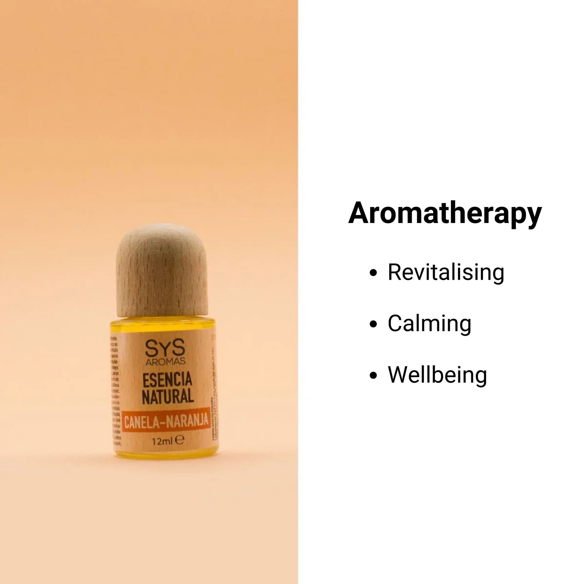 cinnamon orange essence 12ml with aromatherapy benefits text