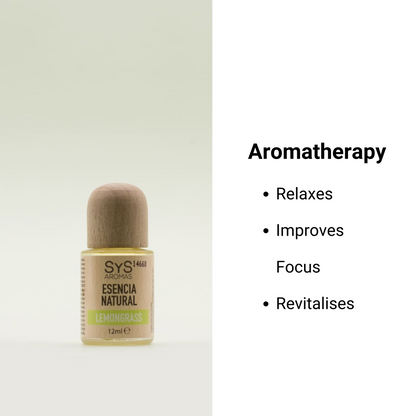 lemongrass essence 12ml with aromatherapy benefits text