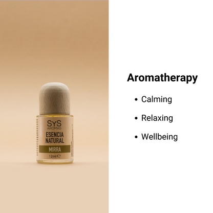 myrrh essence 12ml with aromatherapy benefits text