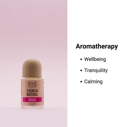 rose essence 12ml with aromatherapy benefits text